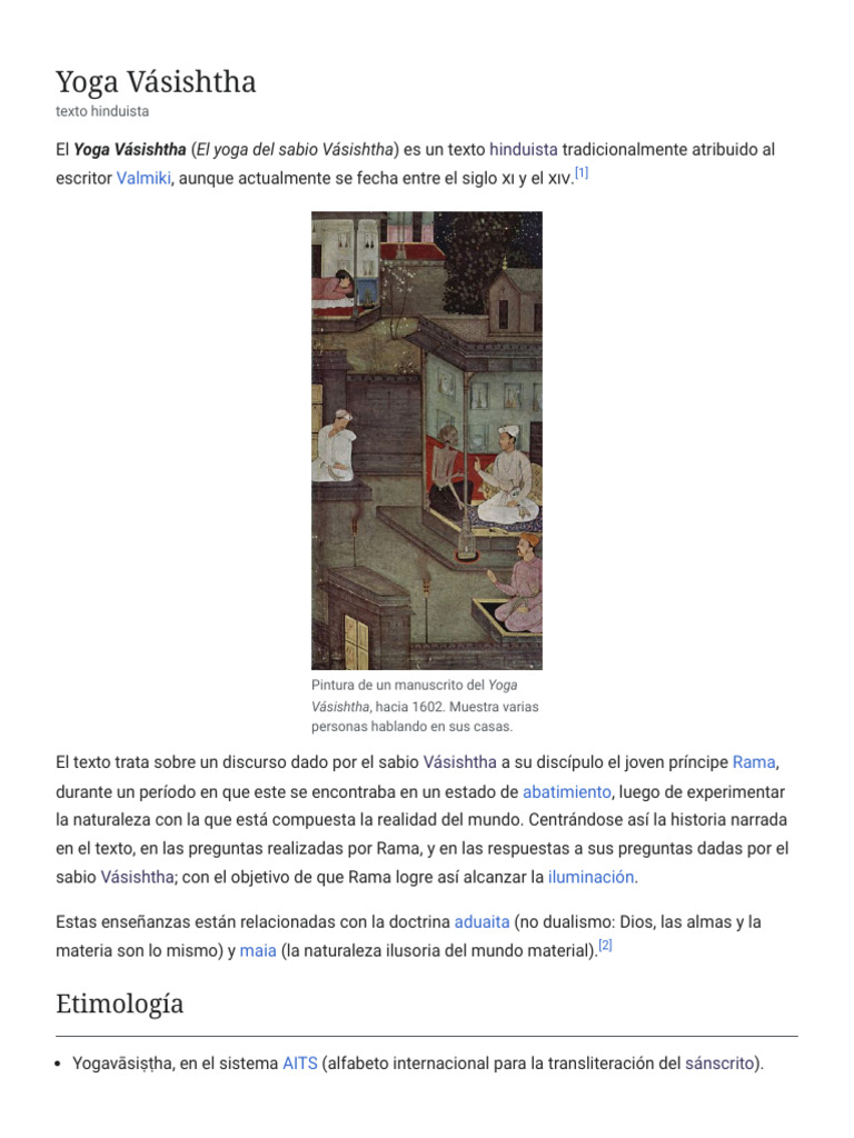 Yoga Vásishtha Wikipedia, La Enciclopedia Libre PDF Religiones