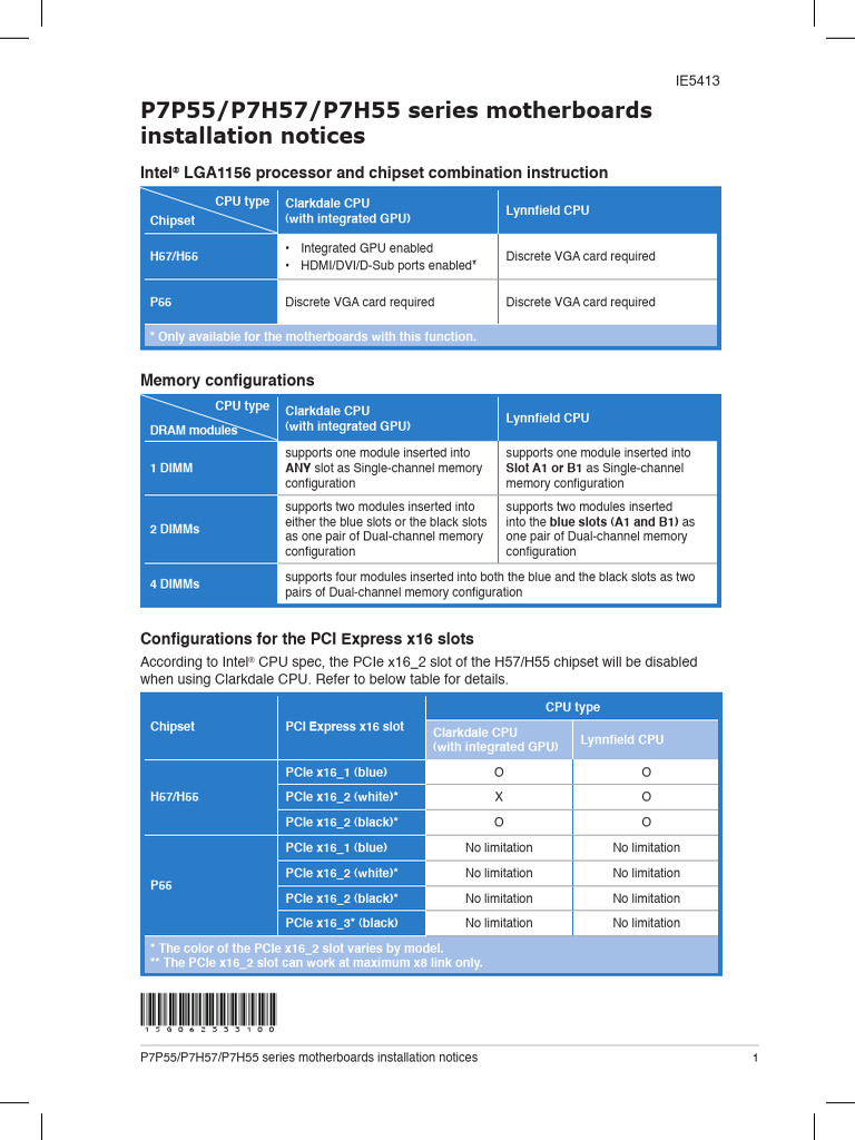 Ie5413 p55 h57 h55 Insert PDF Graphics Processing Unit X86 — free download