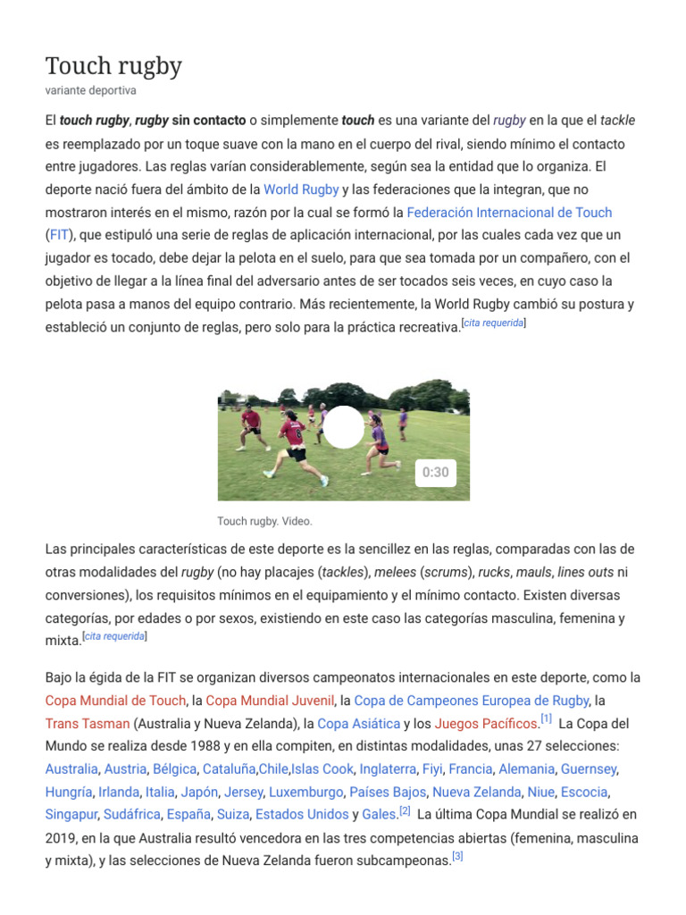 Introducción al Touch Rugby: Reglas y Modalidades | PDF | Códigos de ...