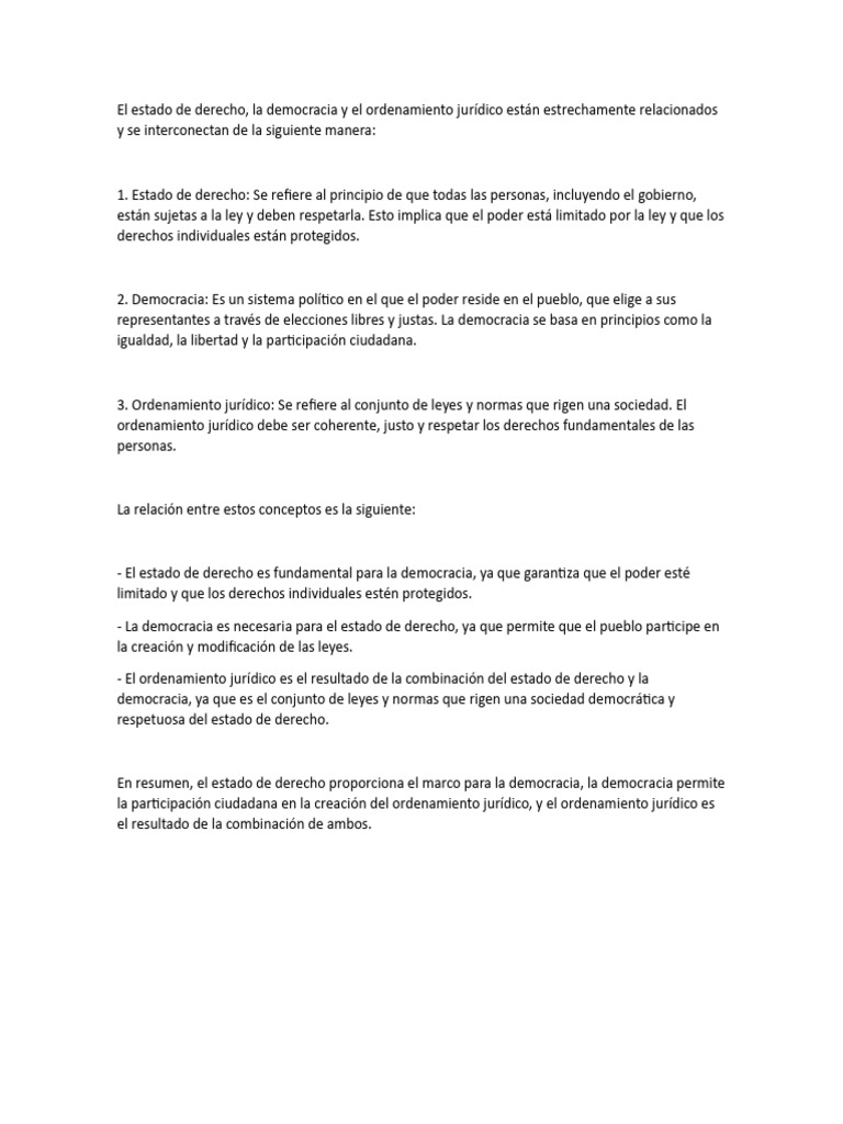 Relación entre Estado de Derecho y Democracia | PDF