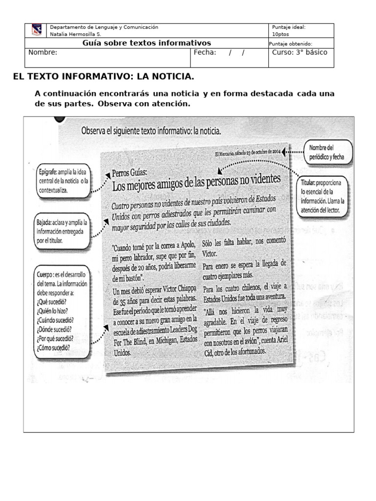 Estructura de un Texto Informativo | PDF