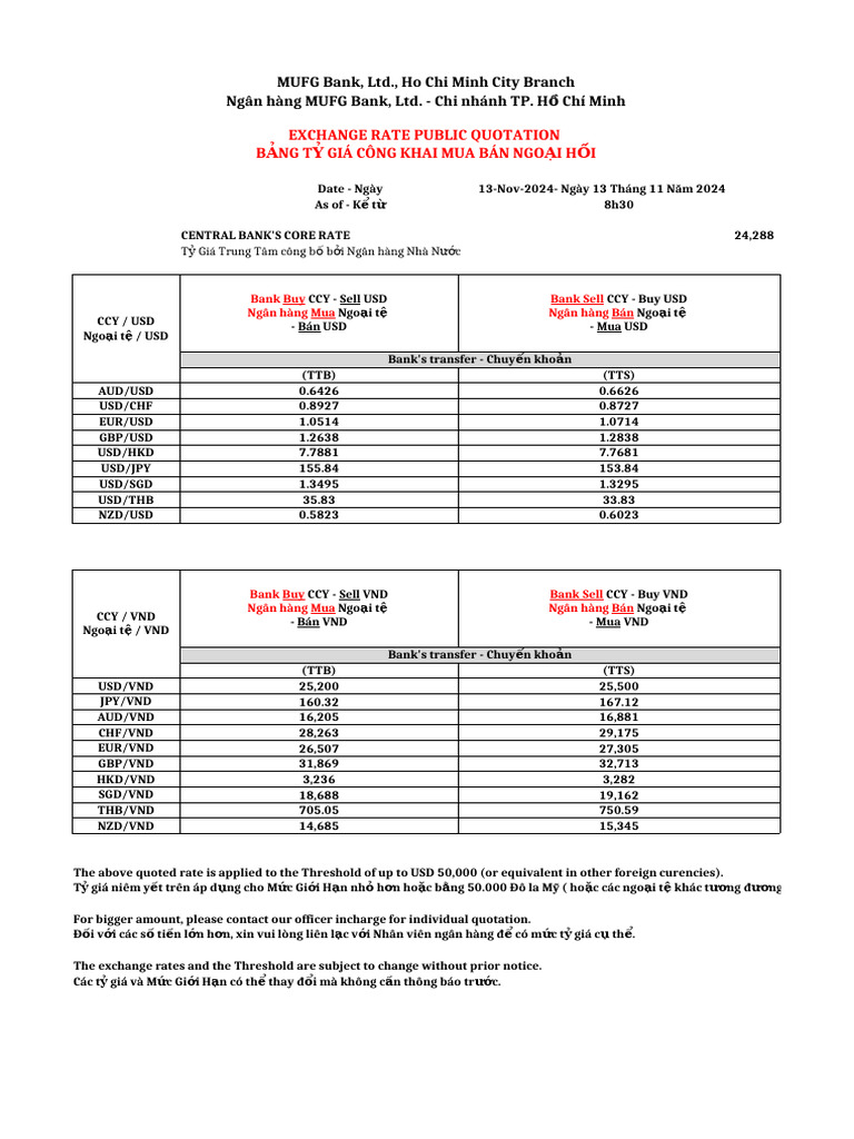 Exchange Rate Quotation 13 - NOV - 2024 | PDF