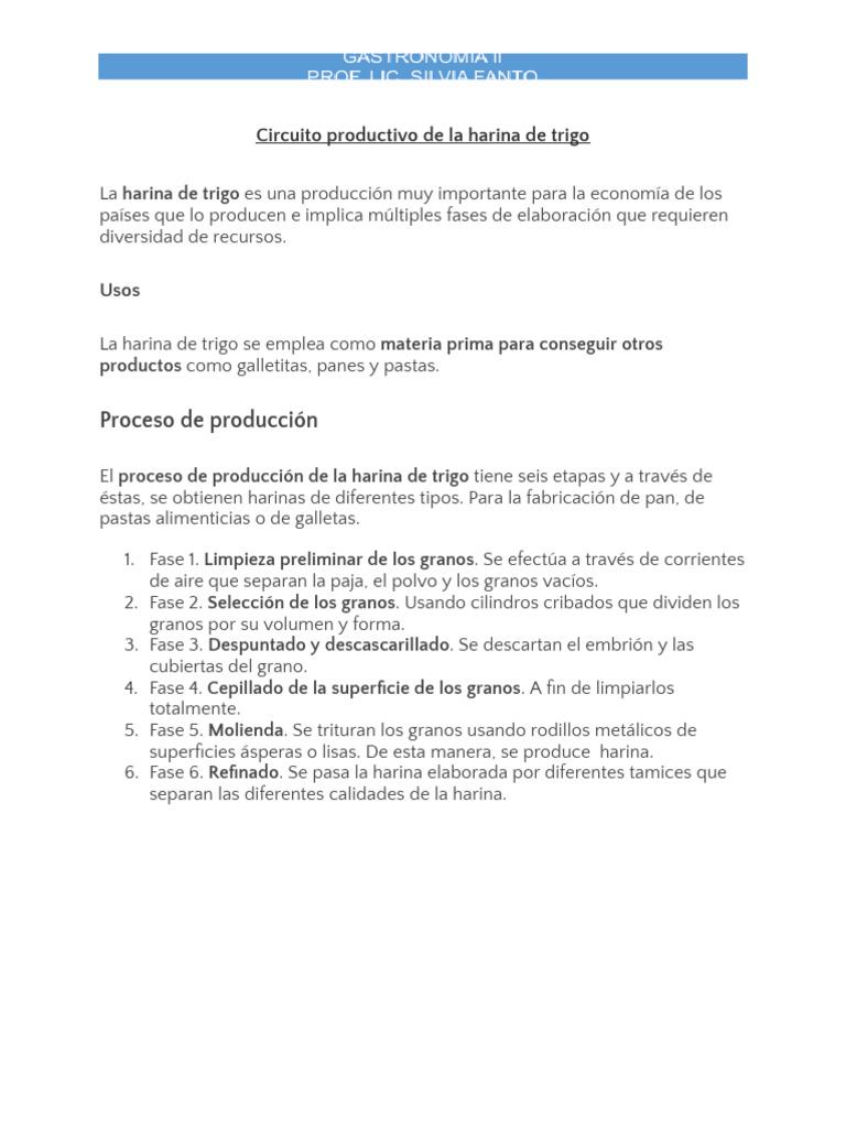 Circuito Productivo de La Harina de Trigo | PDF | Harina | Trigo