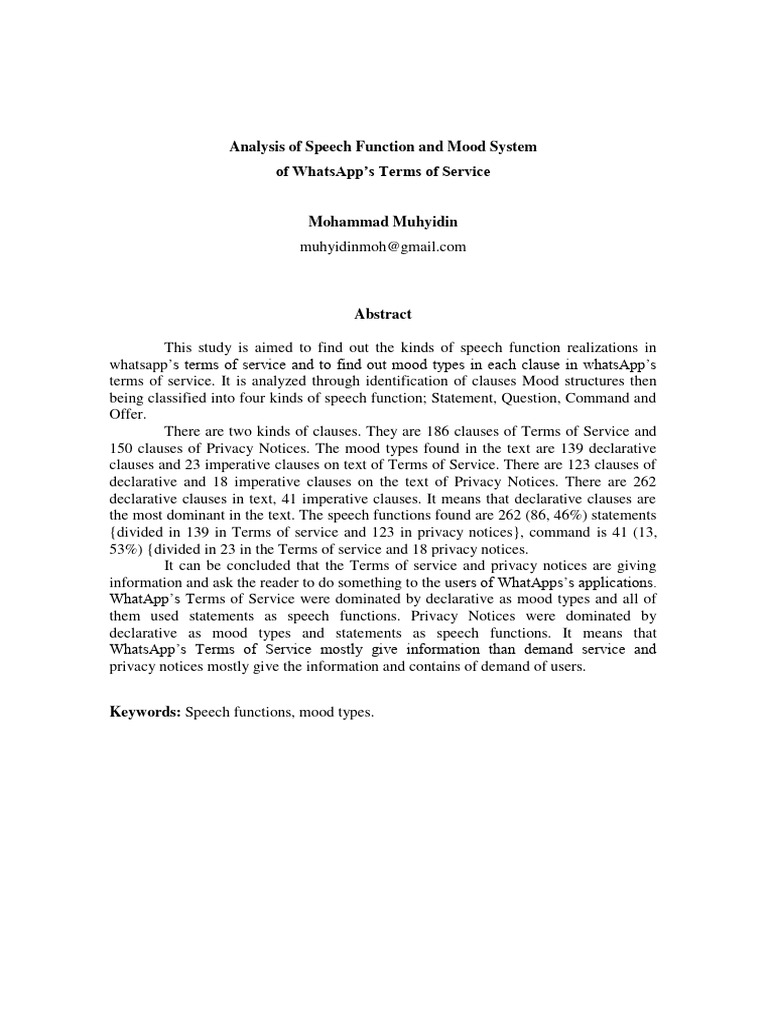 Analysis of Speech Function and Mood Sys c95f52b1 | PDF | Sentence ...