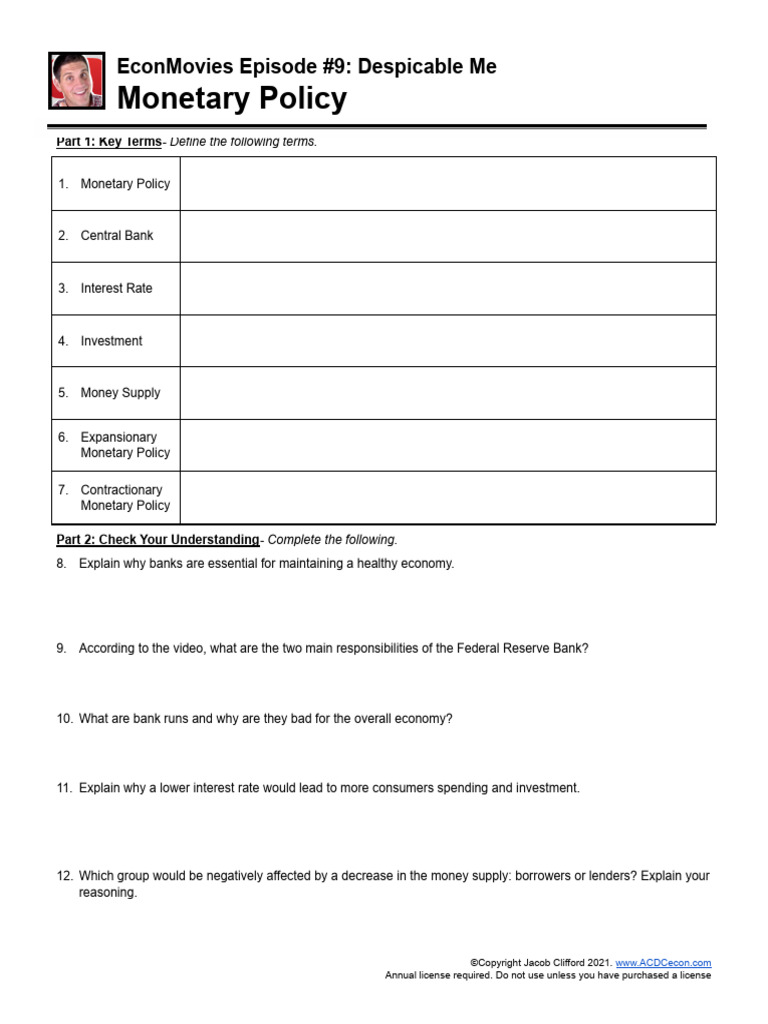 EconMovies Episode 9 Policy PDF Finance & Money Management Social Science