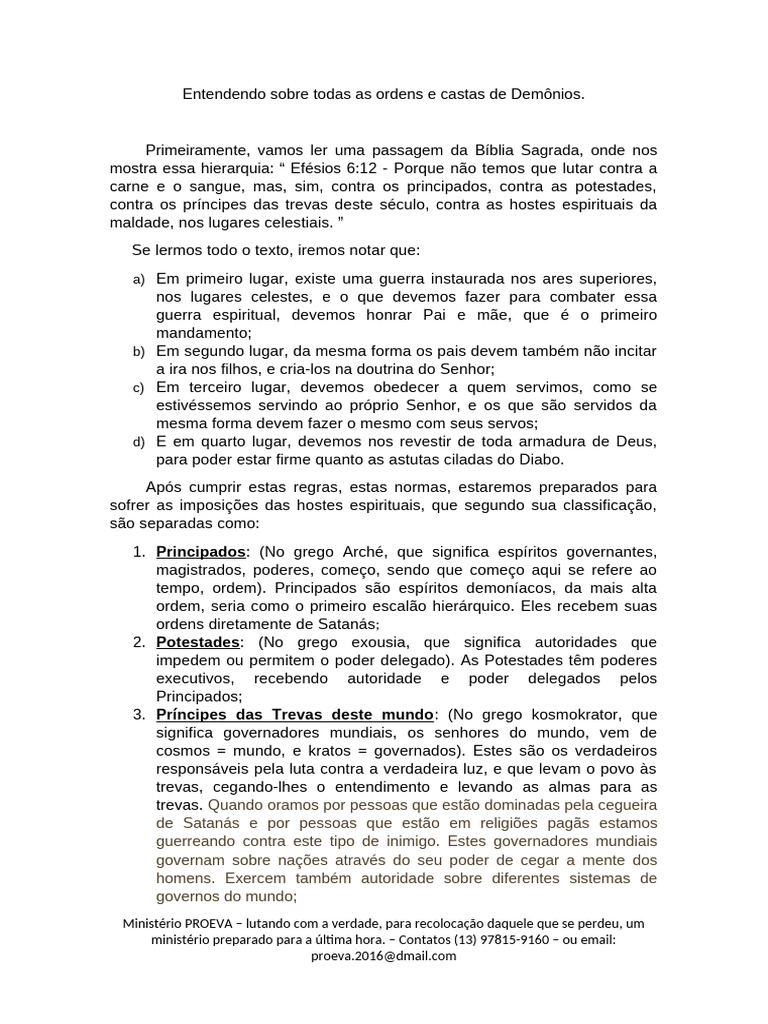 Hierarquia das Castas de Demônios | PDF | Deus | Jesus