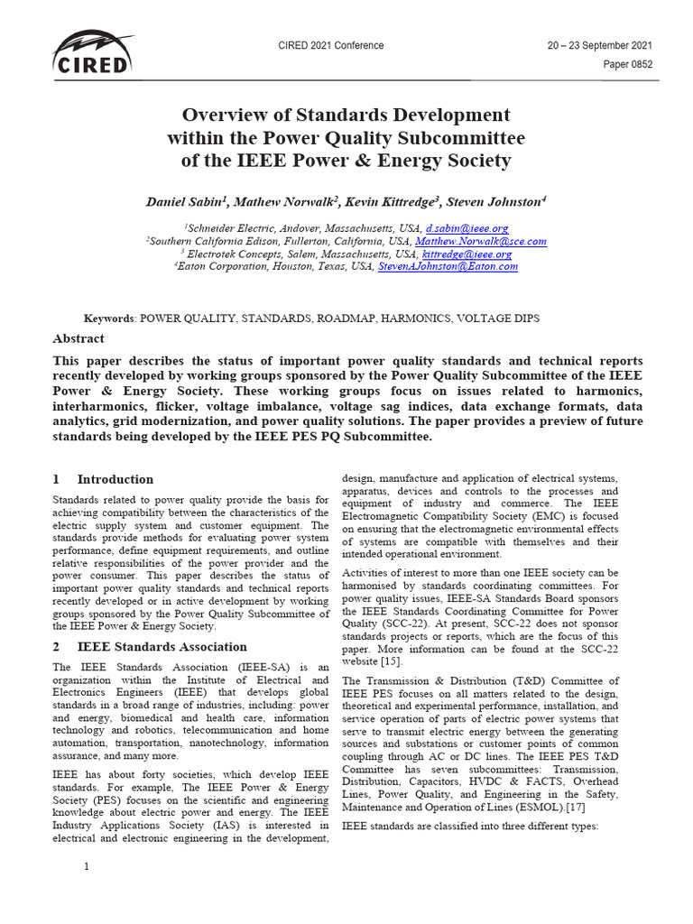 IEEE Power Quality Standards Update | PDF | Electromagnetic ...
