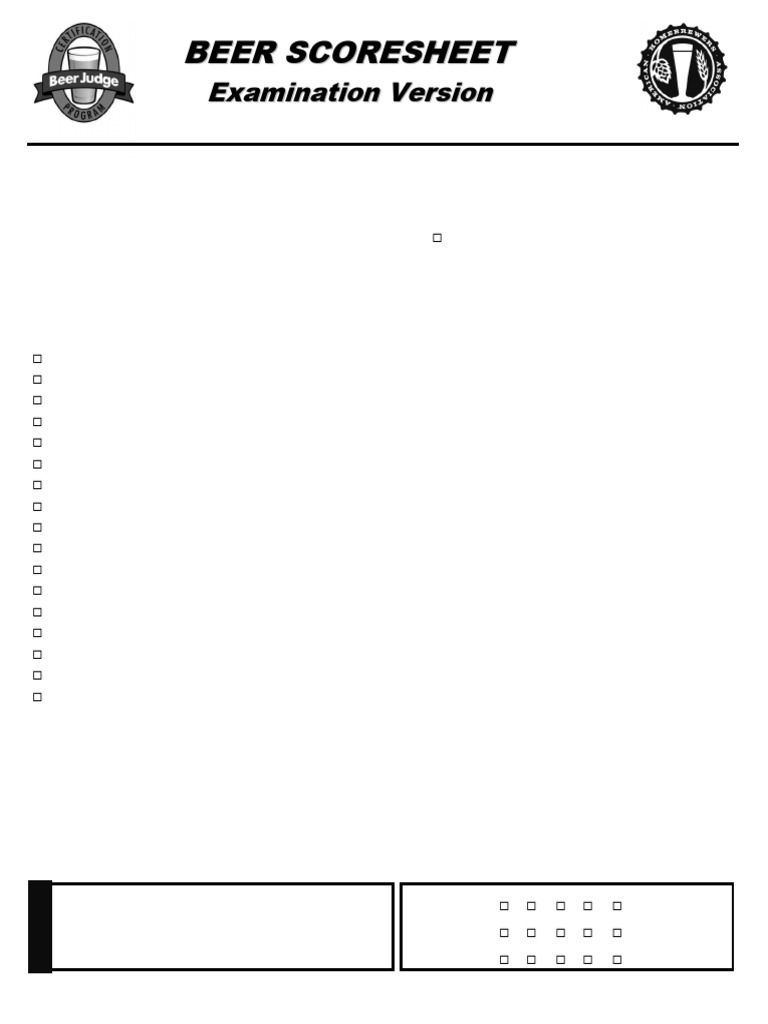 Beer examinee scoresheet pdf beer taste