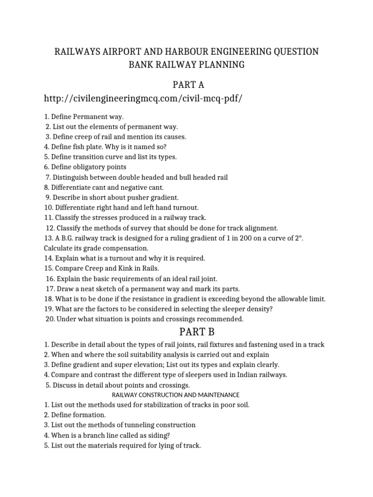 Railway, Airport, and Harbour Engineering Q&A | PDF | Airport | Rail ...