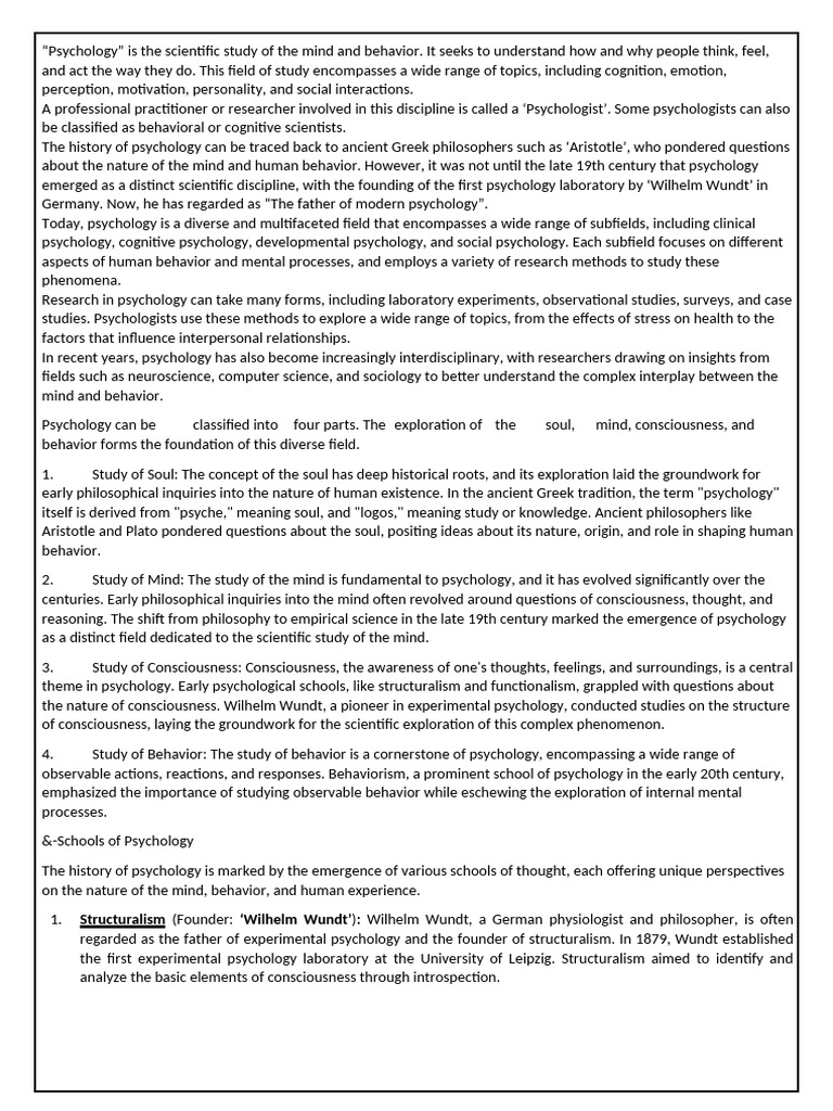 Psychology | PDF | Psychology | Mind