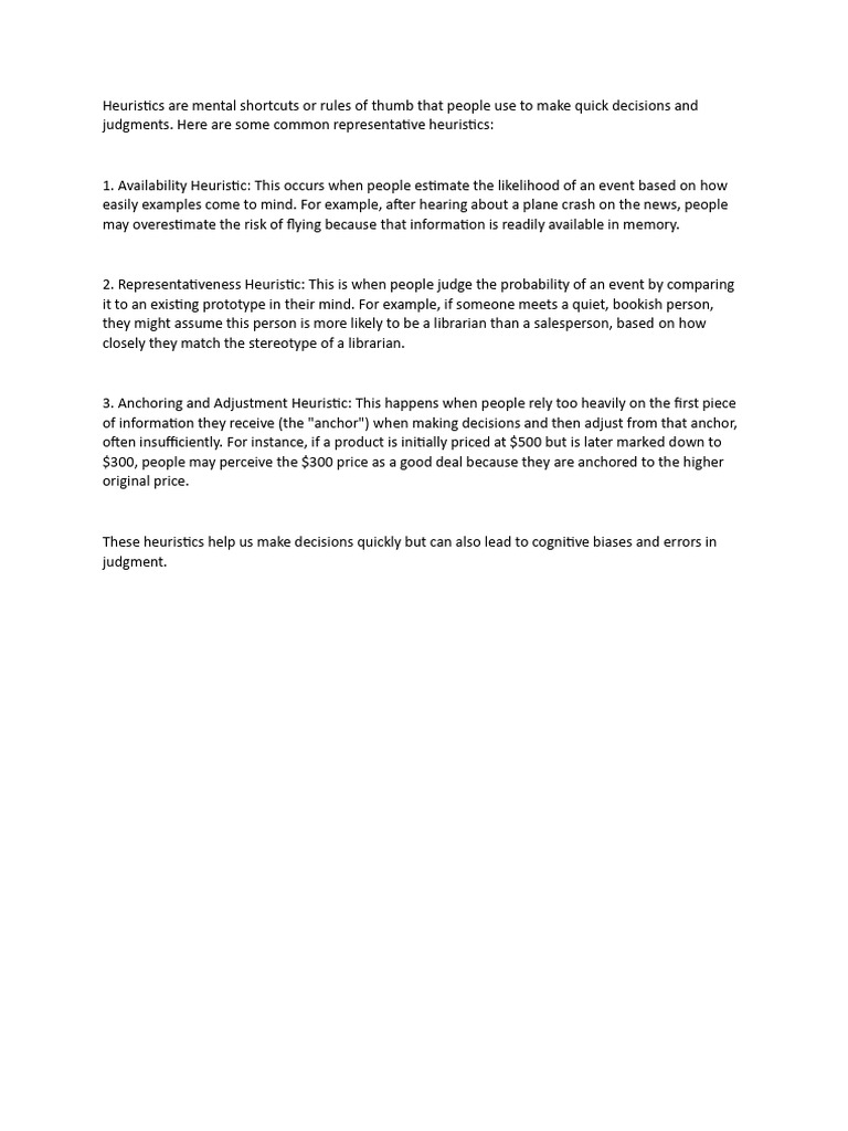 Understanding Heuristics and Their Impact | PDF