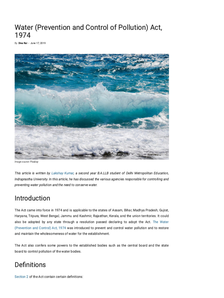 Overview of the Water Act 1974 | PDF | Effluent | Fine (Penalty)
