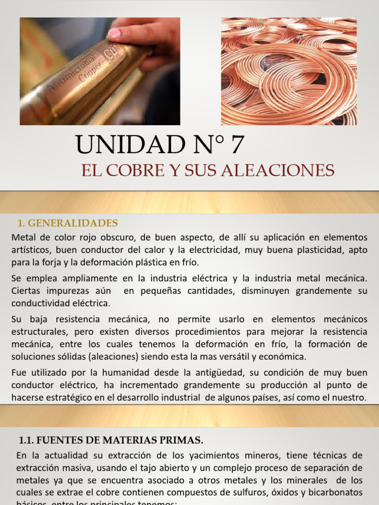Unidad #7 - MC 115 Cobre y Sus Aleac. 2022-1 | PDF | Cobre | Latón