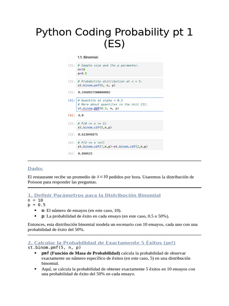 Probability Coding Guide (Castellano) | PDF | Matemáticas Aplicadas ...