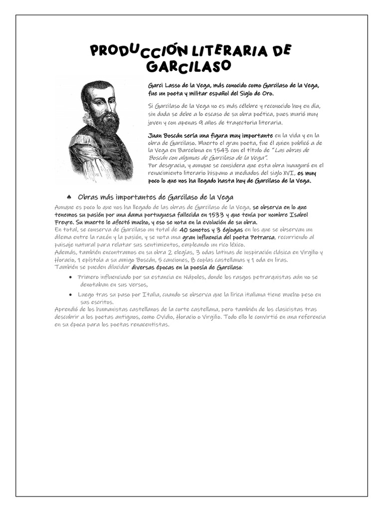 Producción Literaria de Garcilaso | PDF | Poesía