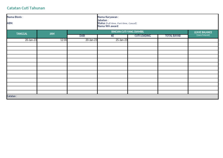 Template 12 Vacation Tracker | PDF