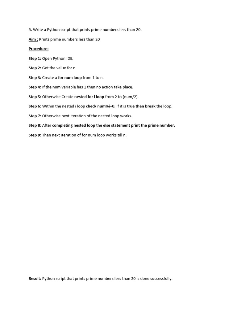 P05 - Prime Numbers From 1 To 20 | PDF