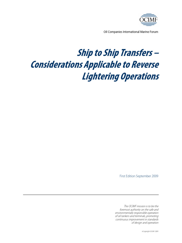 Ship To Ship Transfers - Considerations Applicable To Reverse ...