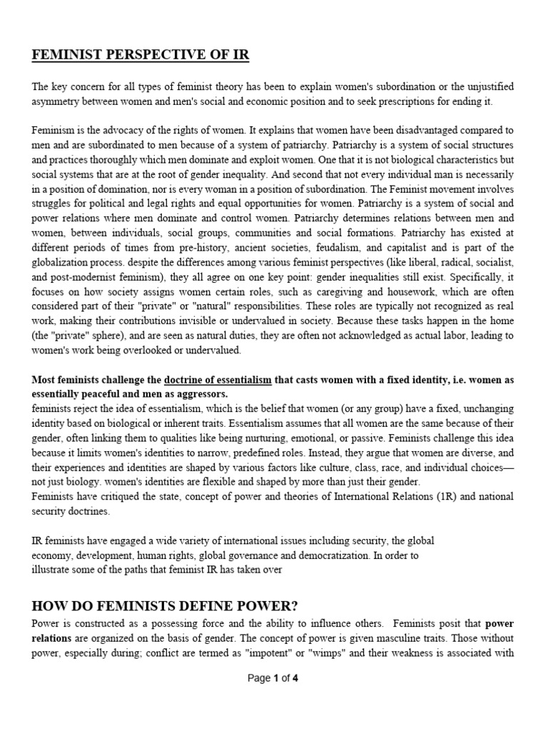 Feminist Theory in International Relations | PDF | Gender Studies ...