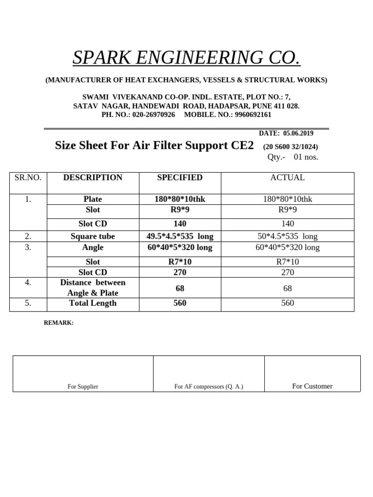 Air Filter Support CE2 (20 S600 32 1024) | PDF