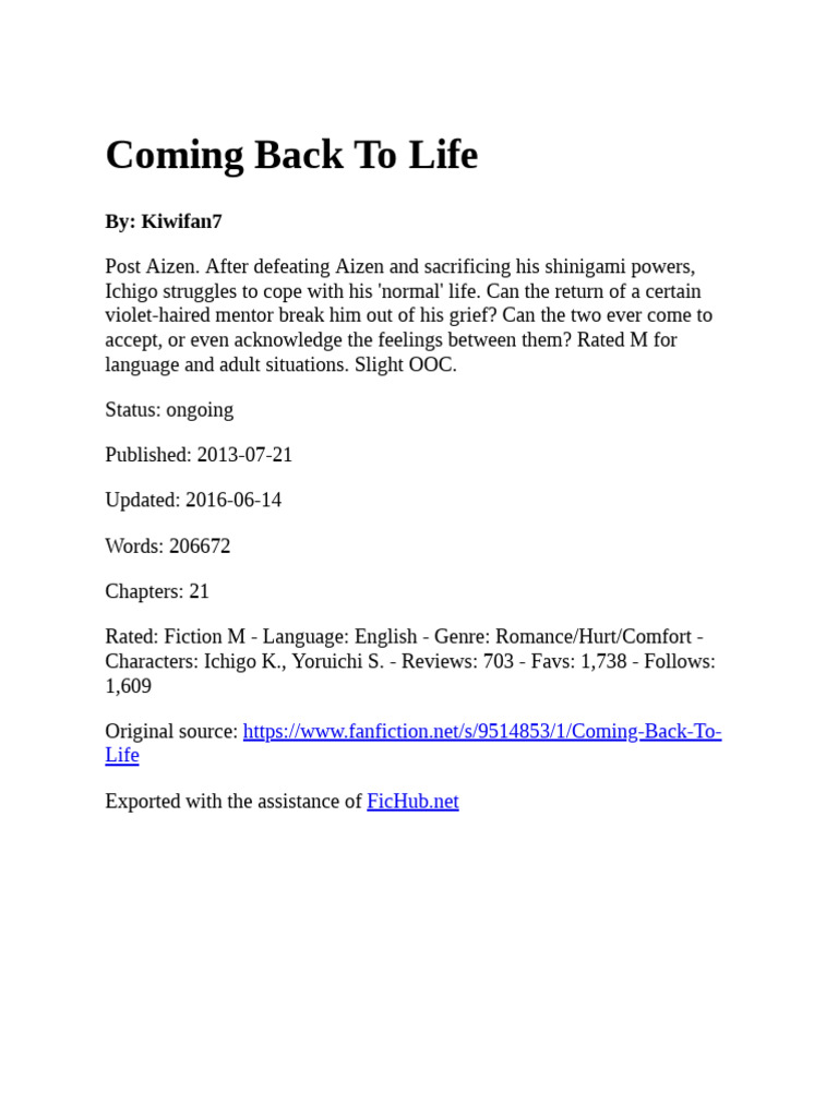 Coming Back To Life by Kiwifan7-BSKvuXiH | PDF