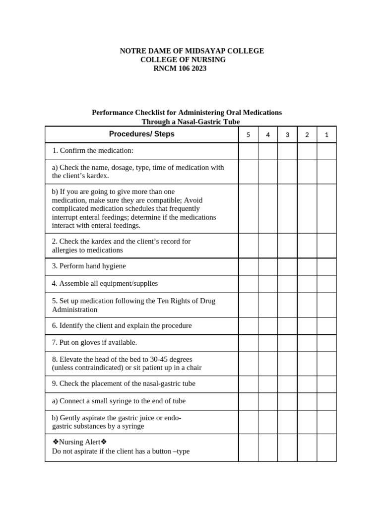 Administering Oral Meds via NG Tube | PDF | Health Care | Medical ...