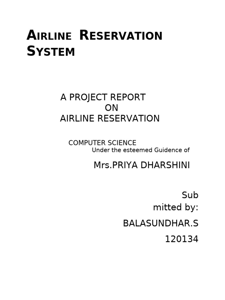 Airline Reservation System Project Report | PDF