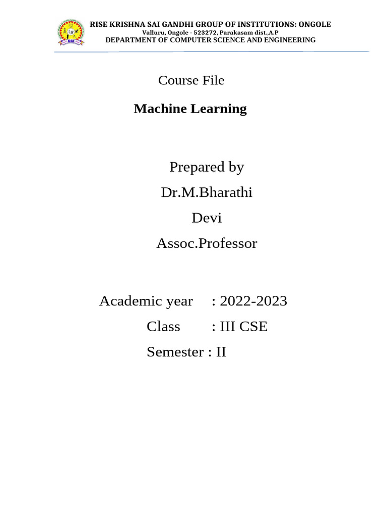 Machine Learning Course Overview CSE III | PDF | Support Vector Machine ...