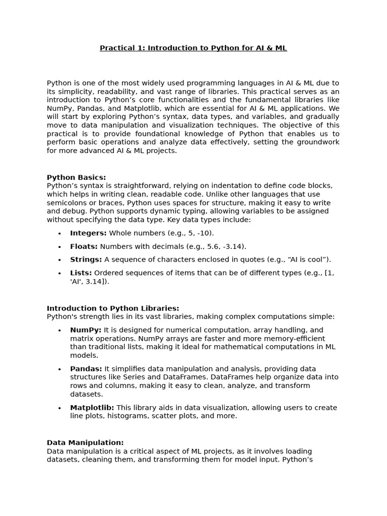 Python for AI & ML: Basics to Regression | PDF | Cluster Analysis ...