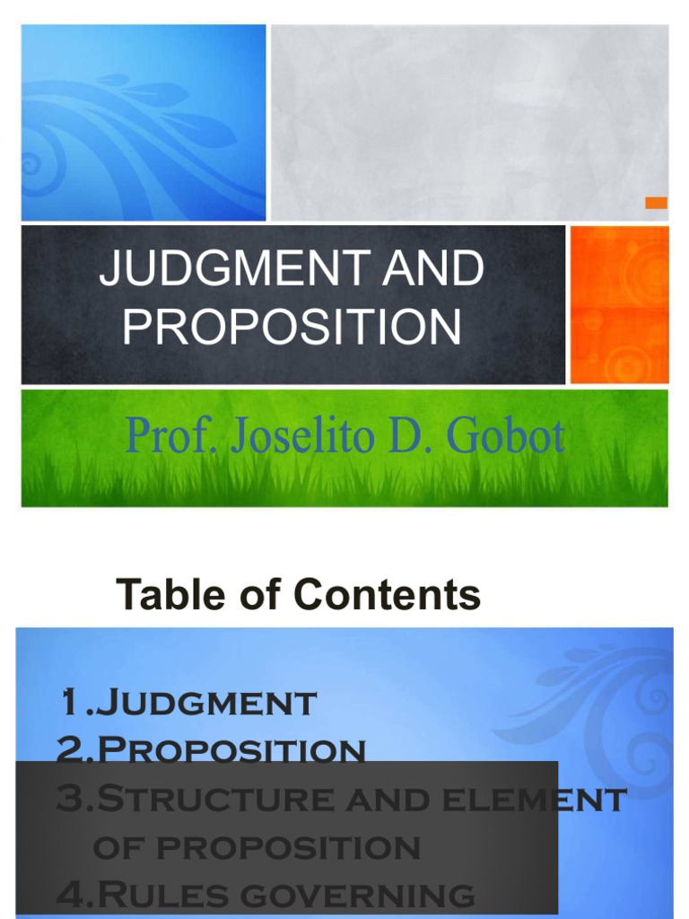 Logic Judgment Proposition Predicate (Grammar)