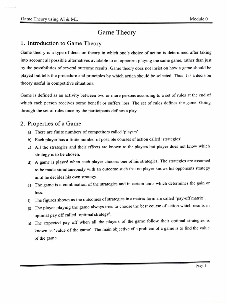 Introduction to Game Theory Basics | PDF | Mathematical And ...