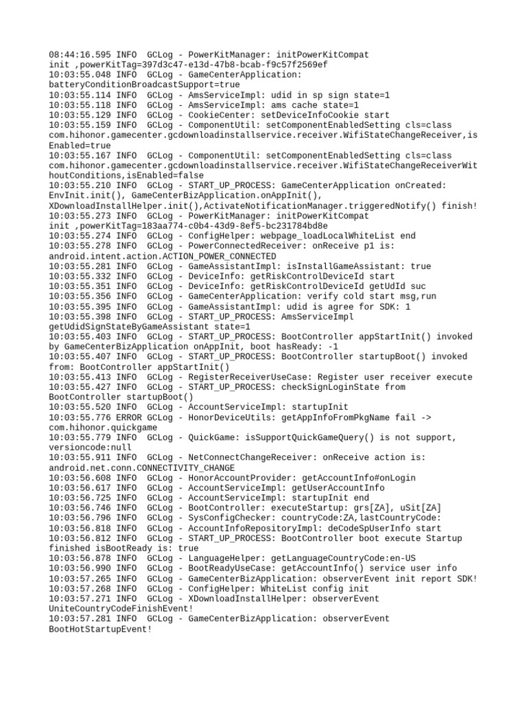 GameCenter Application Startup Log | PDF | Software Development ...