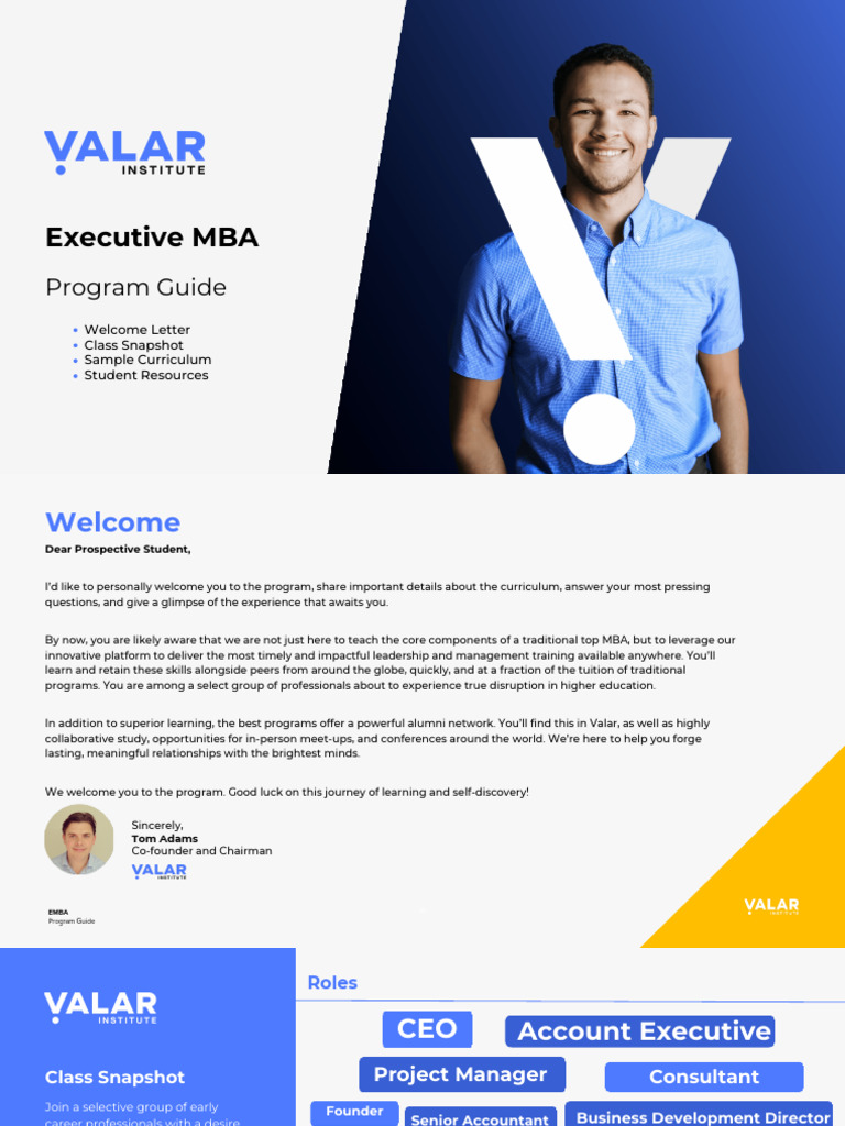 Valar Executive MBA Program Overview | PDF | Master Of Business ...