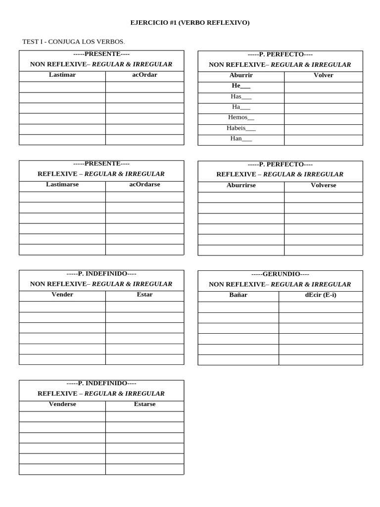 Day 19 - Reflexive Practice Conjugation | PDF | Artes del Lenguaje y ...