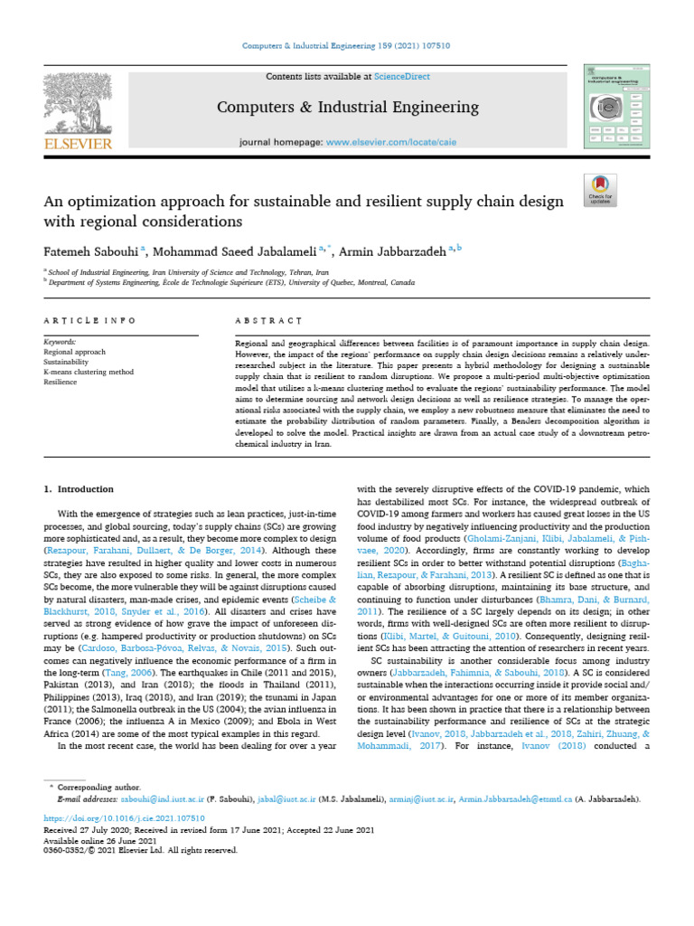 Sustainable Supply Chain Design | PDF | Cluster Analysis | Supply Chain
