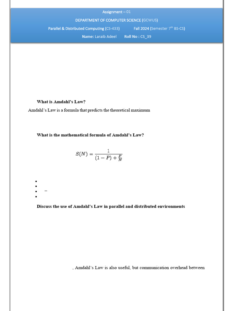 Understanding Amdahl's Law in Computing | PDF | Parallel Computing ...