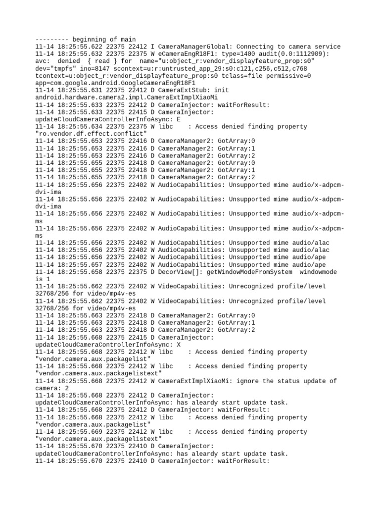 Camera Service Connection Logs | PDF | Computing | Software
