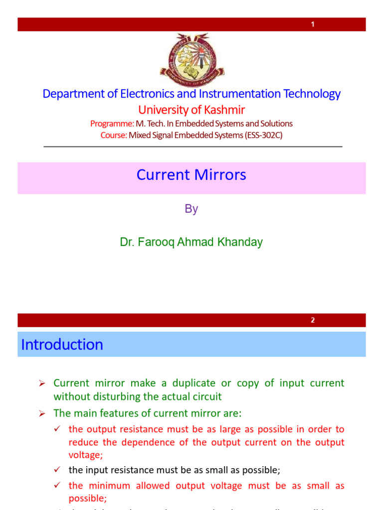 Current Mirror Design in Embedded Systems | PDF | Electrical ...