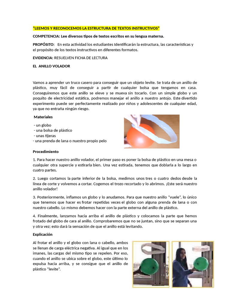 Leemos y Reconocemos La Estructura de Textos Instructivos 2do | PDF ...