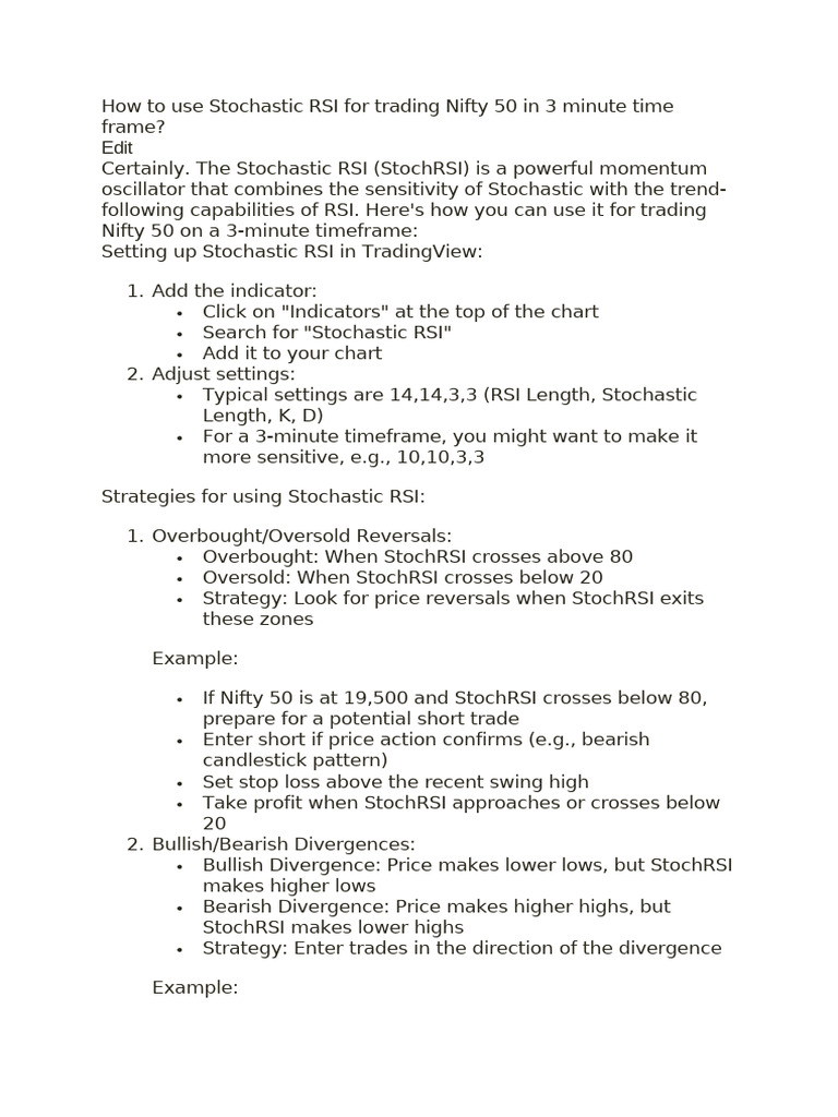 Stochastic RSI Strategy | PDF | Finance & Money Management