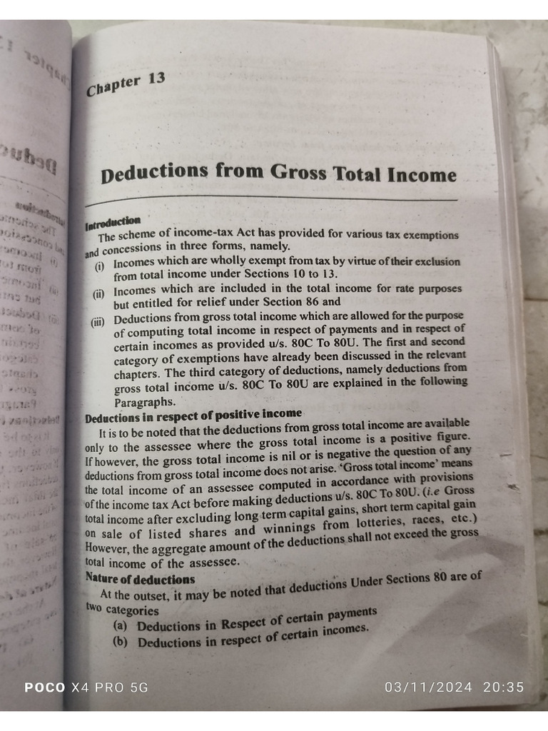 Deduction From Gross Total Income | PDF
