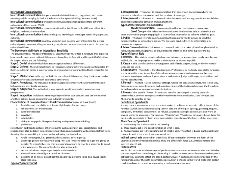 Intercultural Communication Speech Act Style Context1 | PDF ...