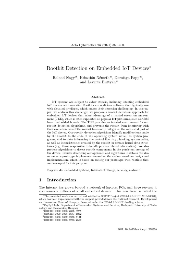 Rootkit Detection for IoT Devices | PDF | Kernel (Operating System ...