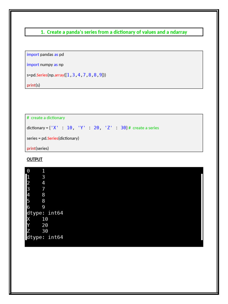 Create A Pandas Series | PDF | Teaching Methods & Materials