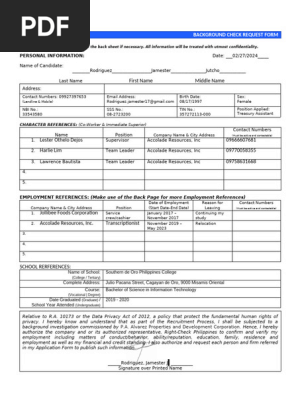 Background Check Request Form