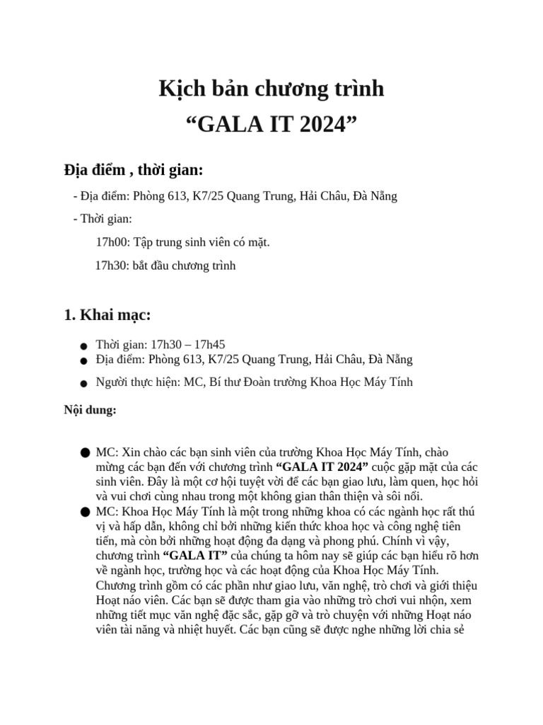 Kịch bản GALA | PDF