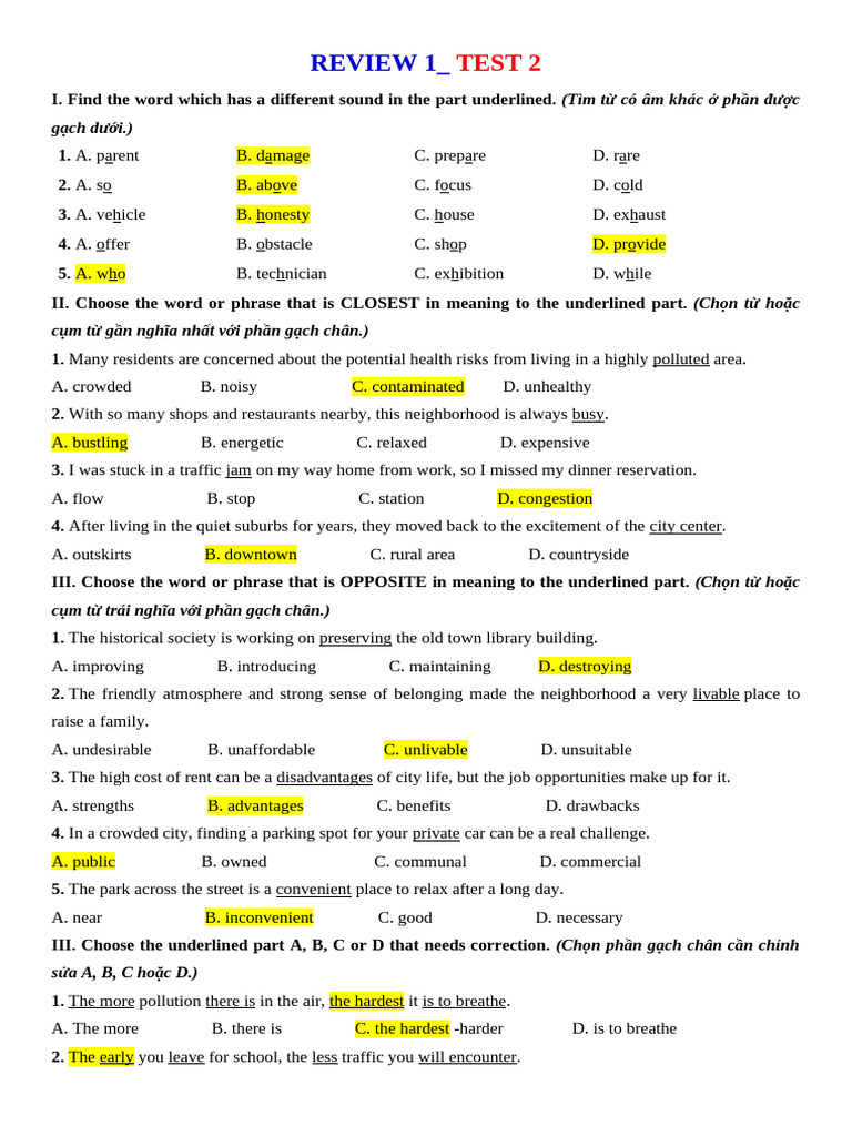 Review 1 - Practice Test-2 - GV | PDF | Whole Grain | Vegetables