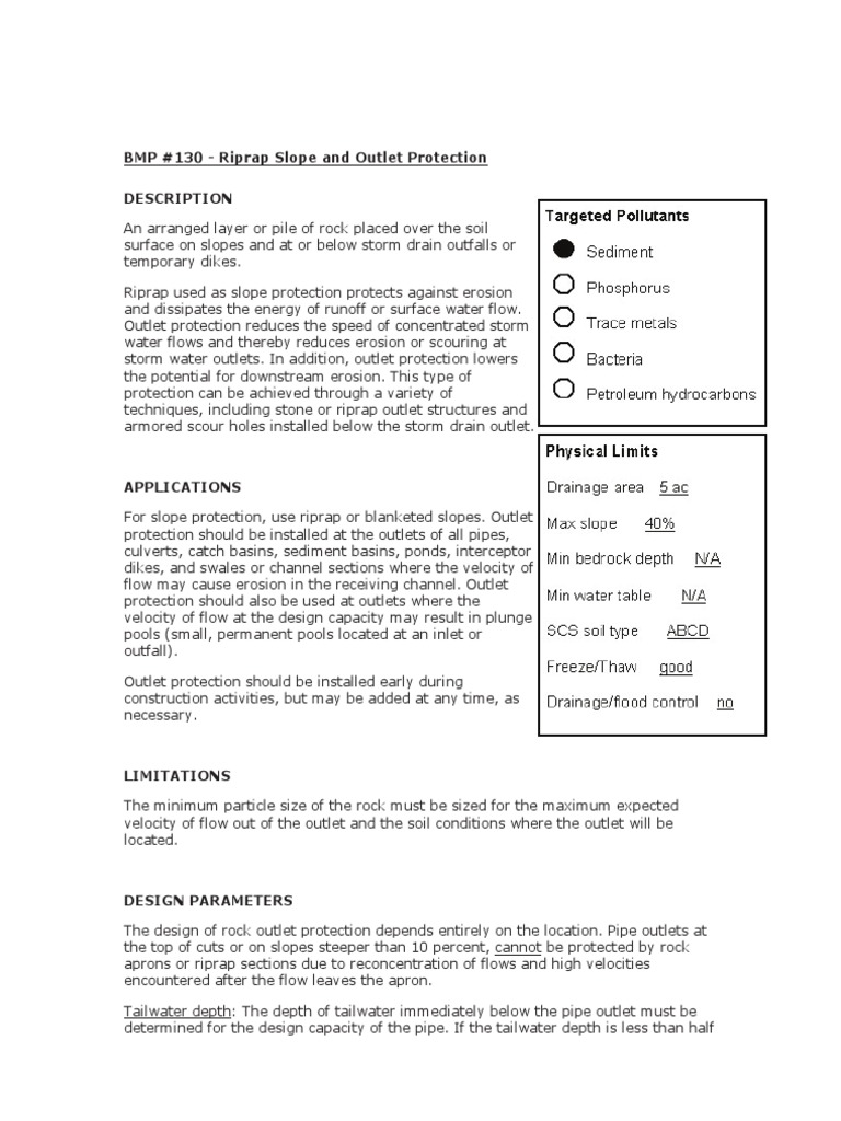 Riprap Apron Design Guidelines | PDF | Erosion | Storm Drain