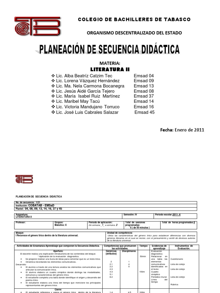 PLANEACIÓN DIDACTICA LITERATURA