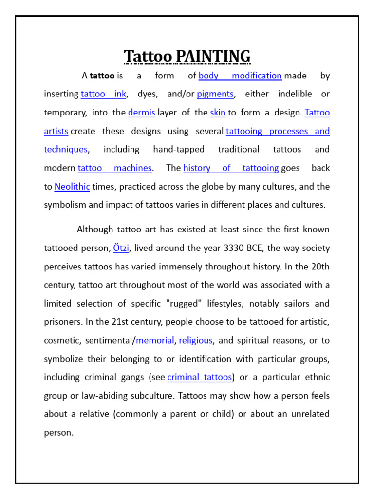 Understanding Tattoo Art and History | PDF | Tattoo